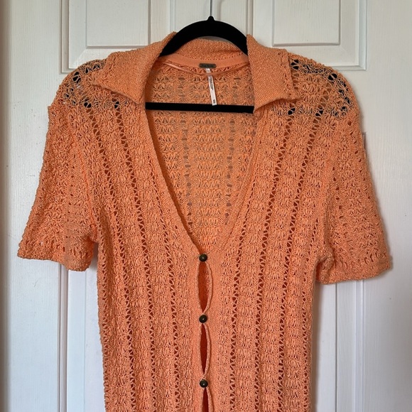 Free People Soda Pop Cardi Crocheted / Orange Soda XS MSRP $108 FP1010 - Picture 6 of 9